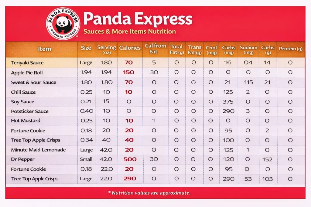 Panda Express Nutrition Facts & Menu Calories In Any Item 5 Panda Express Sauces & More Items Nutrition